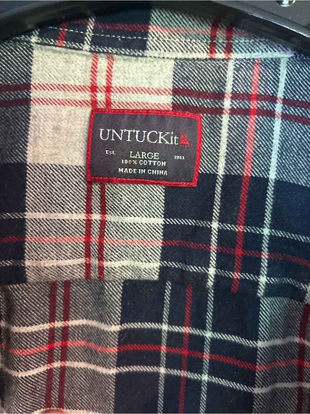 UNTUCKit Men’s Plaid Flannel Button Front Shirt Long Sleeve Blue Large - Picture 8 of 12